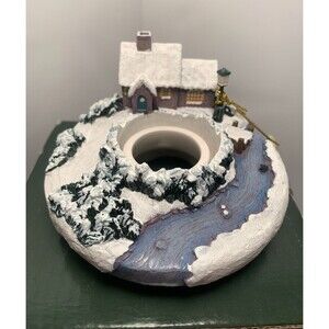 Thomas Kinkade Candle Topper Jar Stay-On-Top Cottage Evening Glow NIB